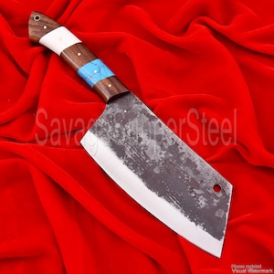 HANDMADE CLEAVER KNIFE Custom Hand Forged Full Tang Cleaver Knife Unique Handle Bbq Tools Personalized Gifts Thanksgiving Gift