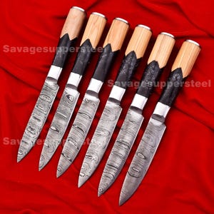 STEAK KNIVES SET 6 Pcs Straight Edge Non Serrated Bbq Knives Grilling Steak Knives Table Knives Corporate Gifts Thanksgiving Gifts
