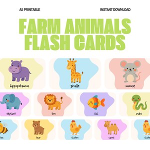 24 schede didattiche stampabili con animali per bambini - Schede didattiche in formato A5 con simpatiche illustrazioni di animali - Attività educativa per la scuola materna