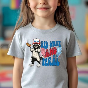 Funny July 4th Shirt, Gift for Friends, Raccoon Lover Shirt, America Tee, Red White and Feral Shirt, Patriotic USA Tee,