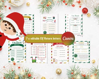 Carta de regreso de elfo / Carta de llegada de elfo / Carta de bienvenida de elfo / Carta de regreso de elfo / Carta de elfo / Carta imprimible de Navidad de elfo / Carta de despedida de elfo