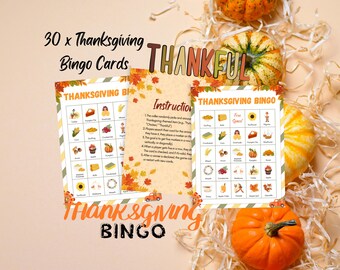 Bingo de Acción de Gracias, juego de Acción de Gracias, fiesta de Acción de Gracias, juegos de Acción de Gracias, bingo de otoño, bingo festivo, Acción de Gracias para niños, juegos familiares