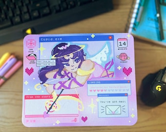 Cupid.exe Pixel Art-muismat: antislip rubberen basis voor bureau/computer
