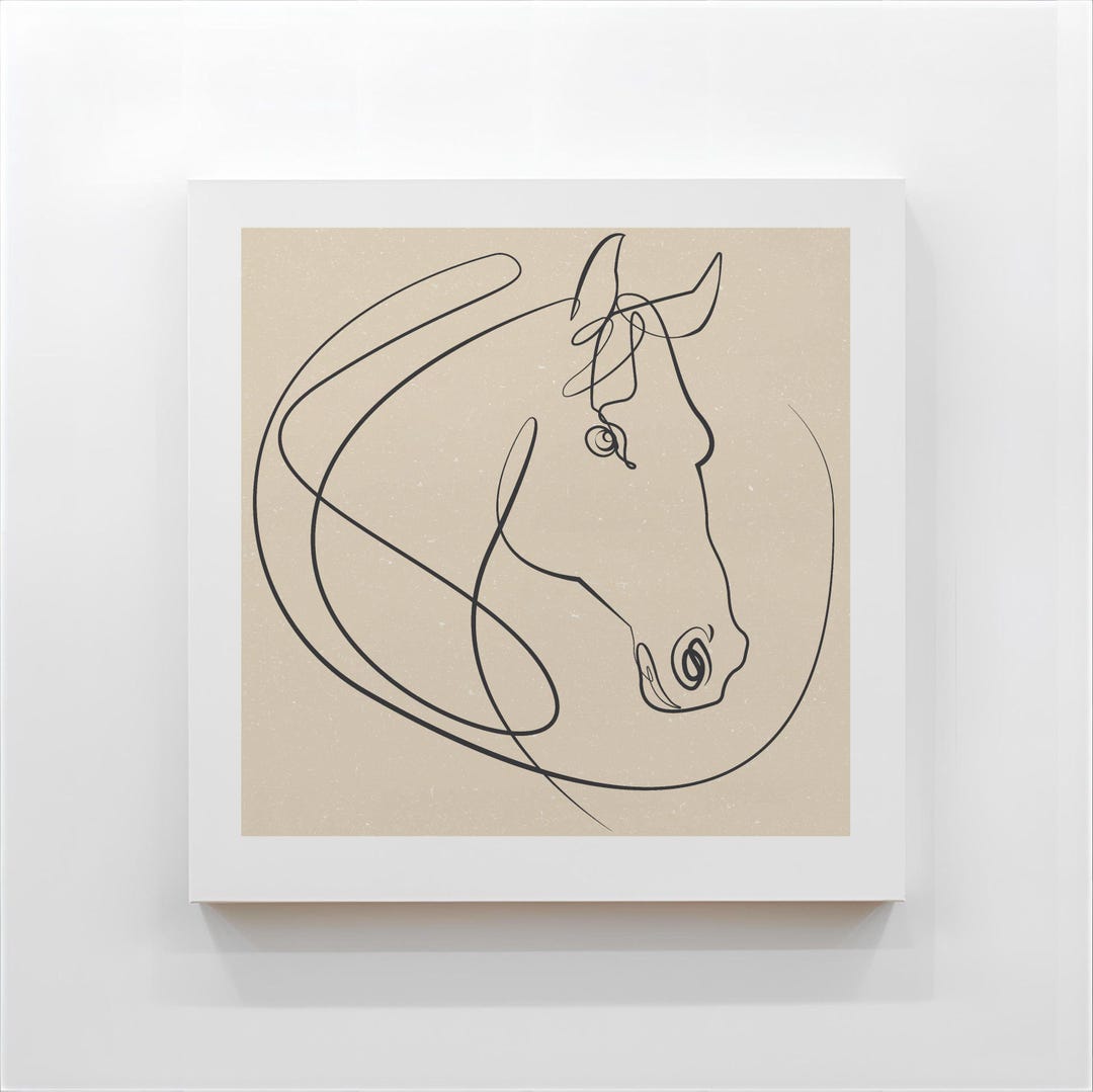 Horse Drawing Line Print Equestrian Wall Art Minimalist Charger Poster ...