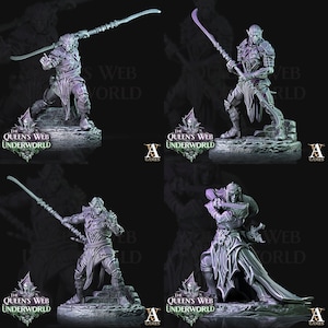 ELFO OSCURO - MISCHIA da "The Queen's Web - Underworld" di [Archvillain Games] | Miniatura da 32 mm | Stampa 3D 16K | Da tavolo