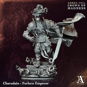 CHARUDAIN - FORLORN EMPEROR "Ashen Veil - Crown of Madness" [Archvillain Games] | Stampa 3D 16K | Giochi da tavolo | Wargaming | PnP | Miniatura da 32 mm