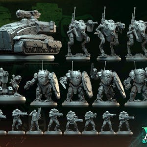 Set: Morior Invictus - Argo Commando di Archvillain Games [scala 32 mm] - Stampa 3D 16K - Da tavolo - Wargaming - Penna e carta - Collezione