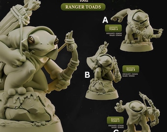 RANGER TOADS from "Jungle Toads" by [Cast n Play] | 16K 3D Printing | Tabletop | Pen and Paper | Wargaming | Roleplaying Game