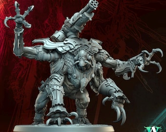 May include: A detailed, gray miniature figure of a mechanical creature with multiple arms, claws, and a large cannon. The figure is labeled "Panic Engine 1" and is part of the "Orbita Hellscape Oblivion Court" collection. The A Games logo is visible.