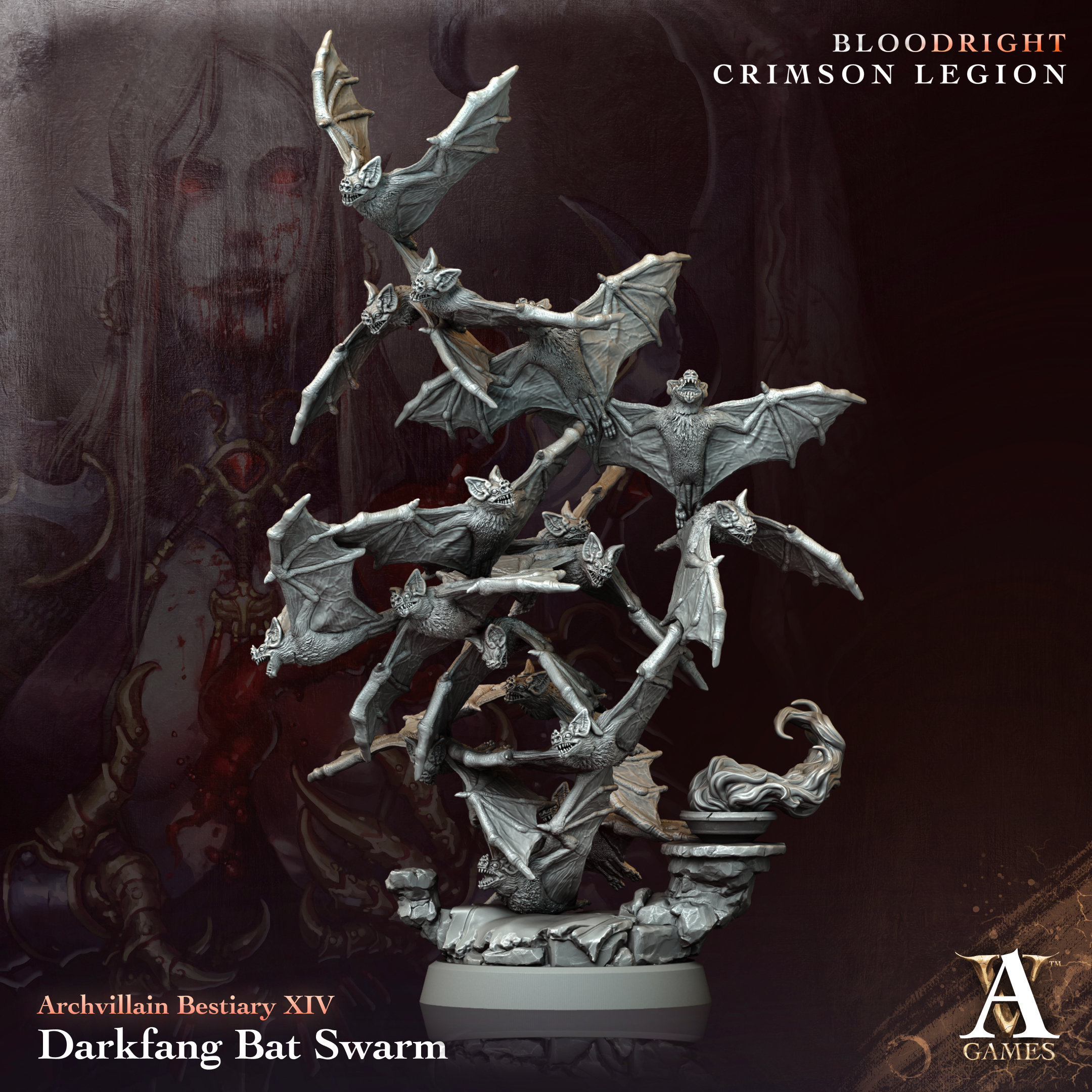DARKFANG BAT SWARM from "Bloodright - Crimson Legion" by [Archvillain Games] | 32 mm Miniature | 16K 3D Printing | Tabletop | Wargaming