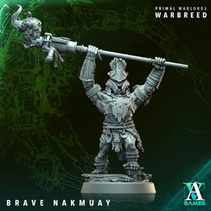 BRAVE NAKMUAY från "Primal Warlords - Warbreed" av [Archvillain Games] | 16K 3D-utskrift | Bordspel | Krigsspel | PnP | 32 mm miniatyr