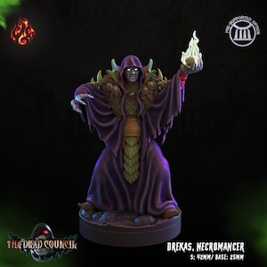 DREKAS, NEKROMANT z „The Dead Council” wydawnictwa [Crippled God Foundry] | Druk 3D 16K | Długopis i papier | Blat stołu | Gry wojenne