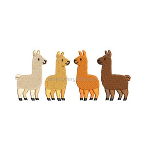 Llama Embroidery Design Set Of 4 Cute Llamas Farm Animal Machine Embroidery File Instant Download