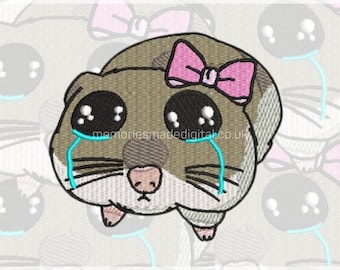 Sad Crying Hamster Meme Embroidery File, Digital Download, Cute Animal Embroidery Design - EMB-0000007