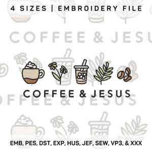 Coffee & God Embroidery File - Coffee Lover Embroidery - Religious Designs - EMB-0000027