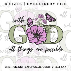 With God All Things are Possible Embroidery File - Religious Designs - EMB-0000029