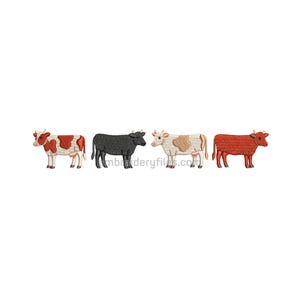 Cow Embroidery Design Set Of 4 Cute Cows Farm Animal Machine Embroidery File Instant Download