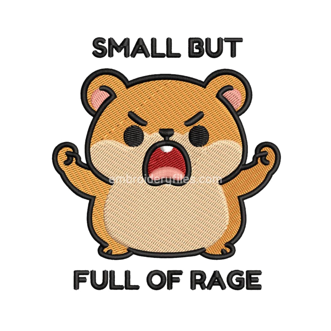 Small Angry Hamster Embroidery Design Cute Funny Rage Machine ...