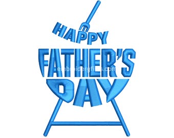 Happy Father’s Day Embroidery Design Sausage BBQ Text Machine Embroidery File Instant Download