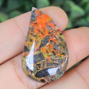 Black Yellow Java Jasper Teardrop Cabochon