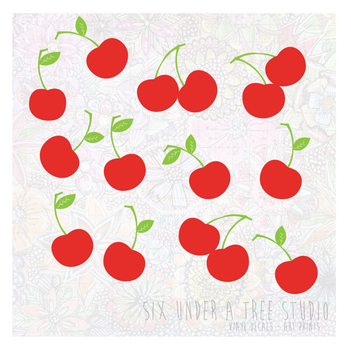 Rain of Cherries Wall Vinyl Decals Art Graphics Stickers Etsy