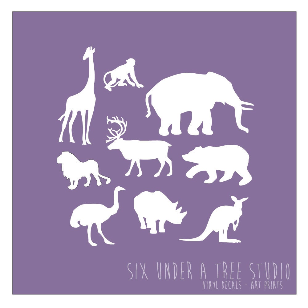 Wild Animals Wall Vinyl Decals Art Graphics Stickers Etsy