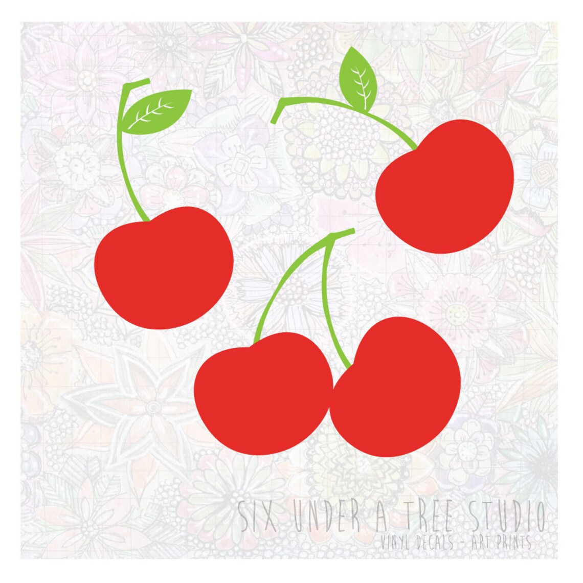 Rain of Cherries Wall Vinyl Decals Art Graphics Stickers Etsy
