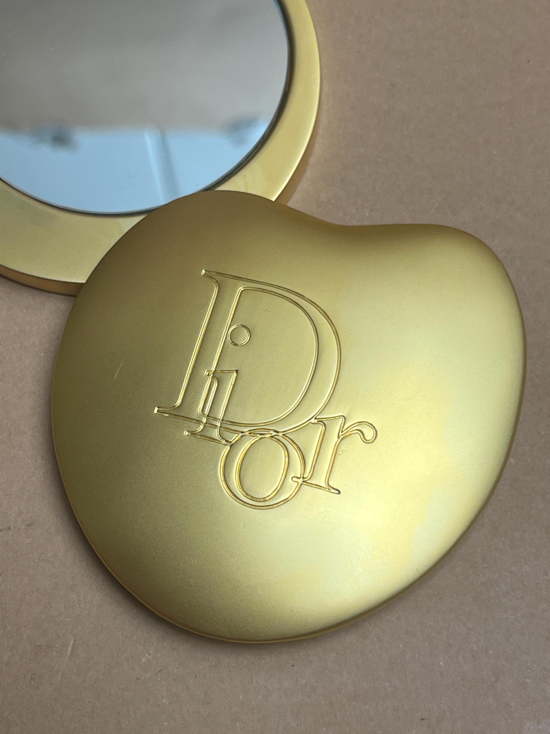 Christian Dior Heart Compact Mirror Gold Tone Vanity Pouch - Etsy