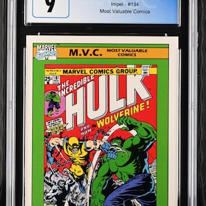 Tarjeta coleccionable Impel Marvel Universe Hulk n.° 181 de 1990 / Calificación 9 de CGC / Primera aparición de Wolverine / Objeto coleccionable clave