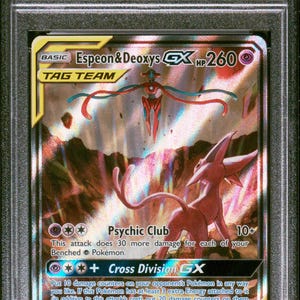 Carta Jumbo Espeon & Deoxys GX - PSA 9 Graded Pokémon TCG Black Star Promo Full Art Collectible
