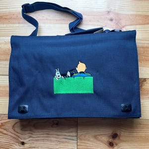 Sac messager Tintin 2001 Cartable Moulinsart, rare sac à bandoulière rétro de l'an 2000 à collectionner dans les bandes dessinées