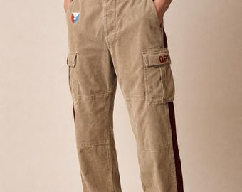 Y2K ベージュ コーデュロイ カーゴパンツ | POST+ ユーティリティ トラウザーズ | ワイドレッグ ストリートウェア