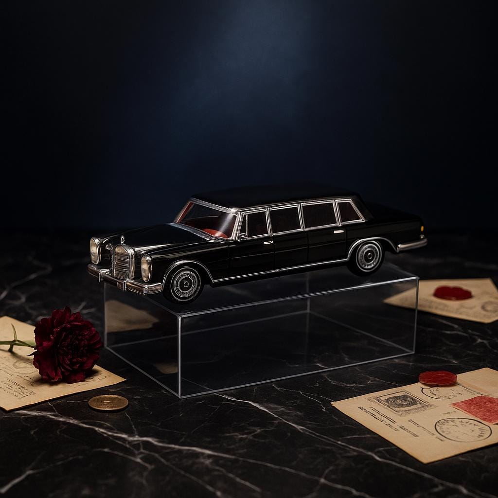 Miniature Voiture Collection 1/64 Mercedes Pullman S600 Cabriolet Noir - Moulé Sous Pression, Boîte Couleur