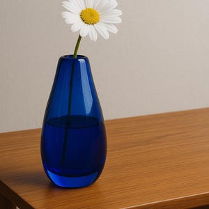 Flavio Poli Sommerso Vase • Murano Art Glass • Blue & Clear • 1970s Italian Design • 15.5cm