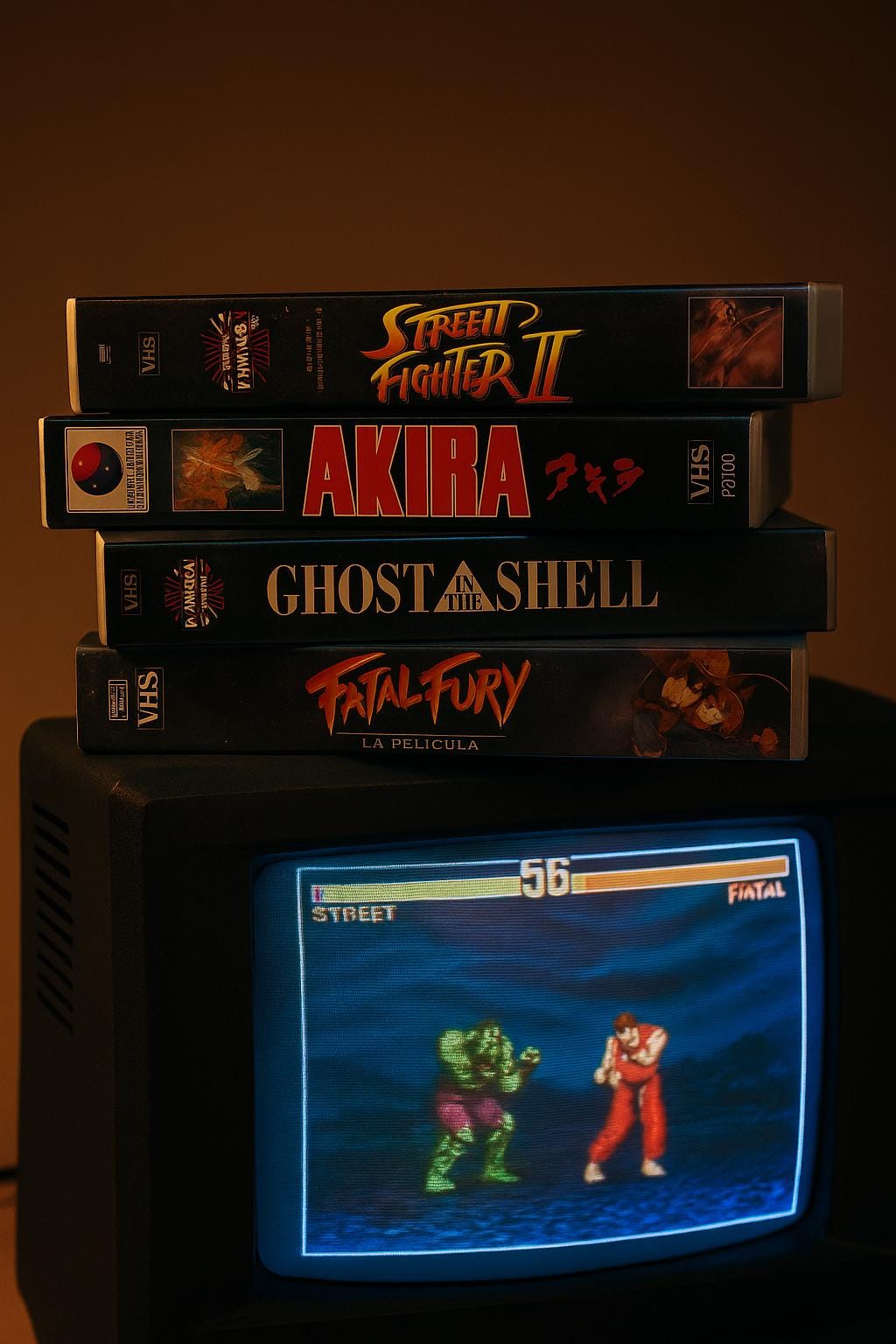 Lot VHS d'anime espagnol vintage : Akira, Ghost in the Shell, Fatal Fury, Street Fighter 2