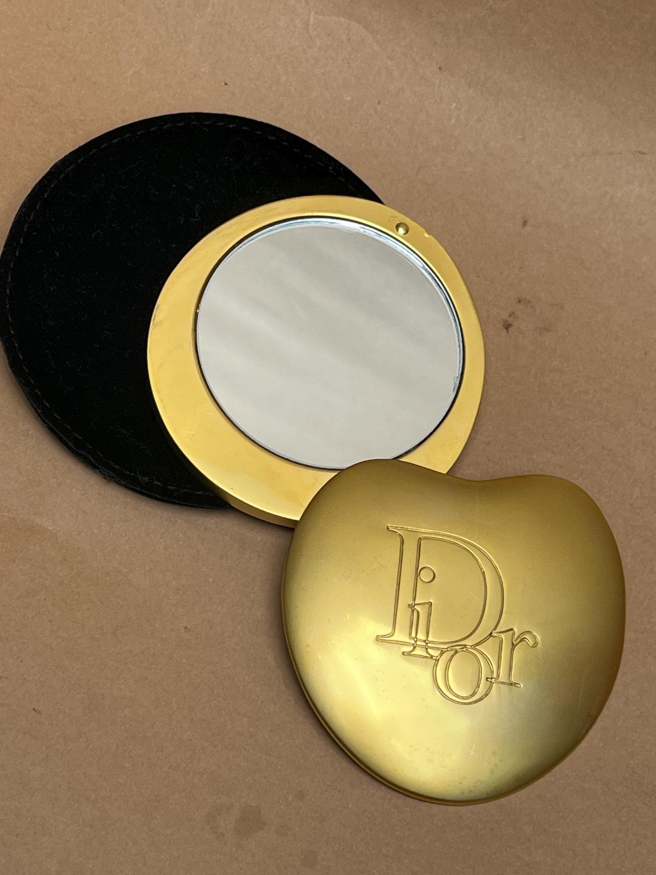 Christian Dior Heart Compact Mirror Gold Tone Vanity Pouch - Etsy