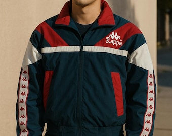Vintage Kappa Italia Track Jacket 90s Teal Red Omini Tape