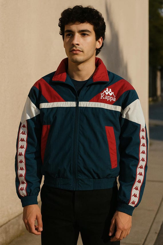 Vintage Kappa Italia Track Jacket 90s Teal Red Omini Tape