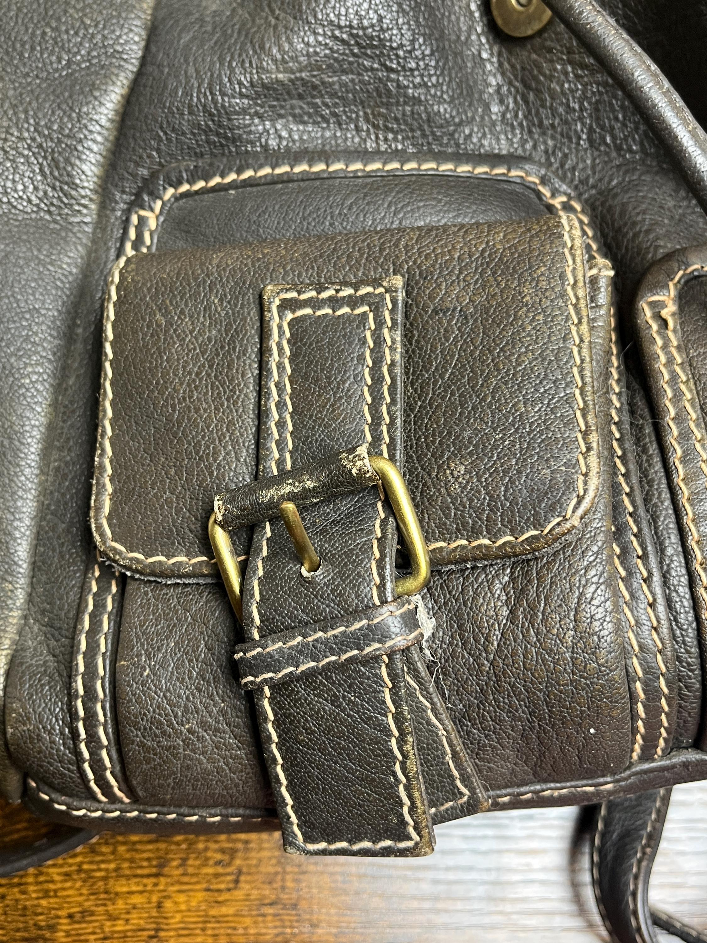 Vintage Cactus Leather Backpack | 90s Brown Boho Rucksack 