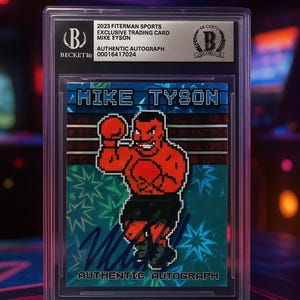 Mike Tyson handsignierte Boxkarte - 2023 Fiterman Sports Exclusive, Beckett authentifiziert, Punch Out Sammlerstück