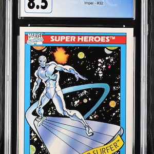 Marvel 1990 Silver Surfer Sammelkarte | CGC Gradte 8,5 | Vintage Sammlerstück | Comic Universum Erinnerungsstücke