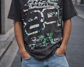 No Fear MX モトクロス グラフィック Tシャツ XL | Y2K レーシングシャツ グレー