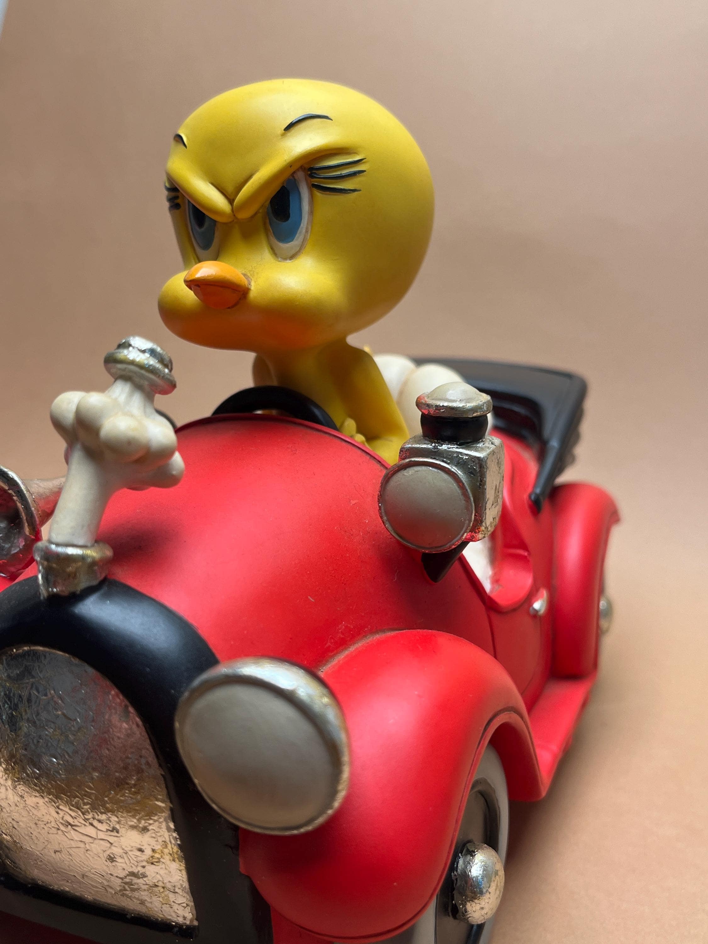 Vintage 2004 Tweety Bird Red Car Resin Figure Official Warner Bros