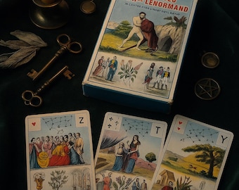 Vintage Grand Jeu de Mlle Lenormand Deck (1977) | French-English Edition | Astro-Mythological 54 Card Set