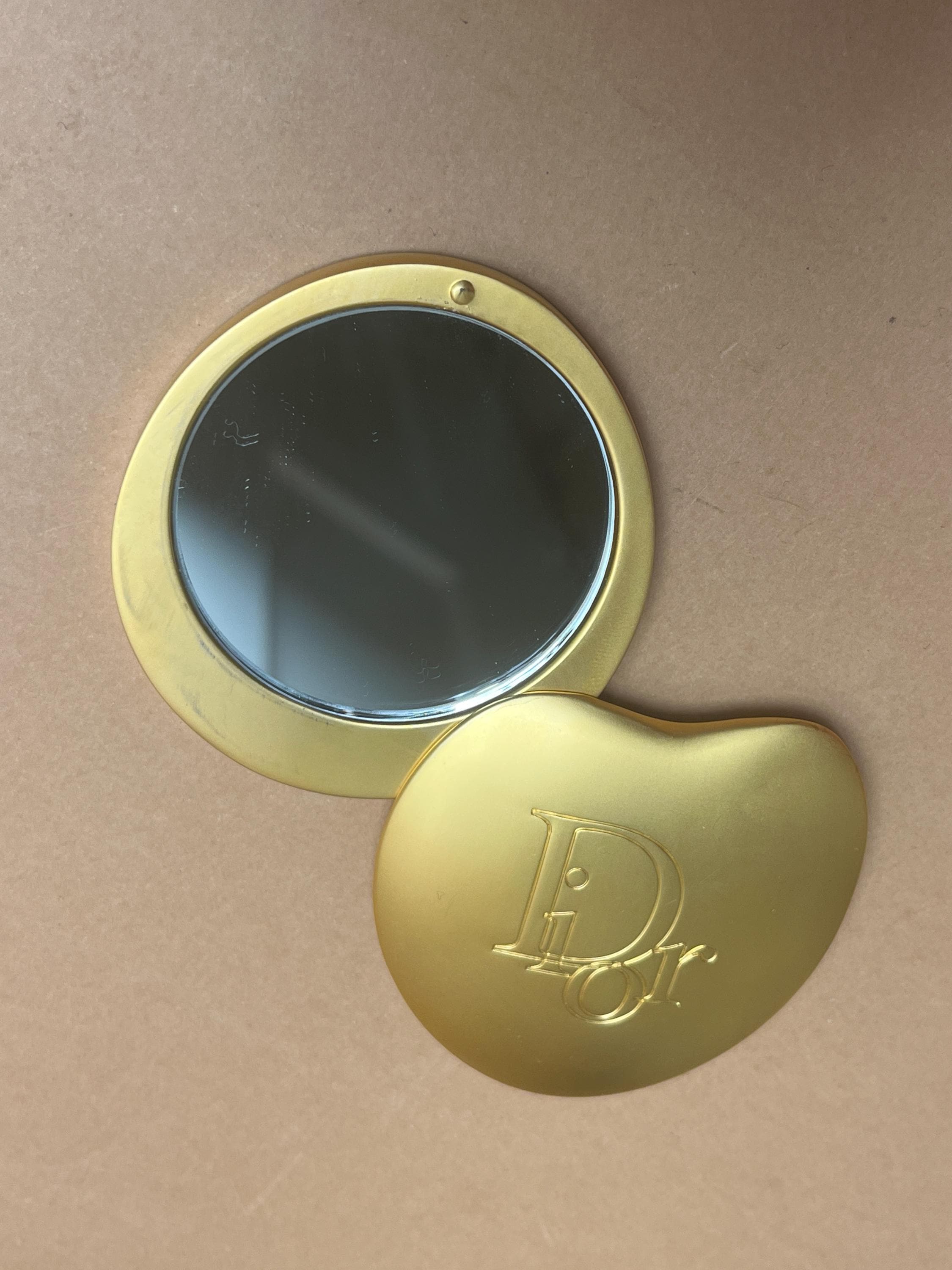 Vintage Christian Dior Heart Compact Mirror: Gold-plated Parisian