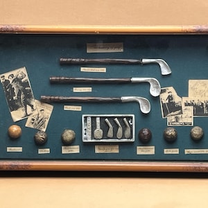 Vintage Golf History Shadowbox Display - Evolution of Clubs