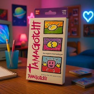 1997 Tamagotchi Gen 1 English Digital Pet, Retro Green (Japanese Box) image 1