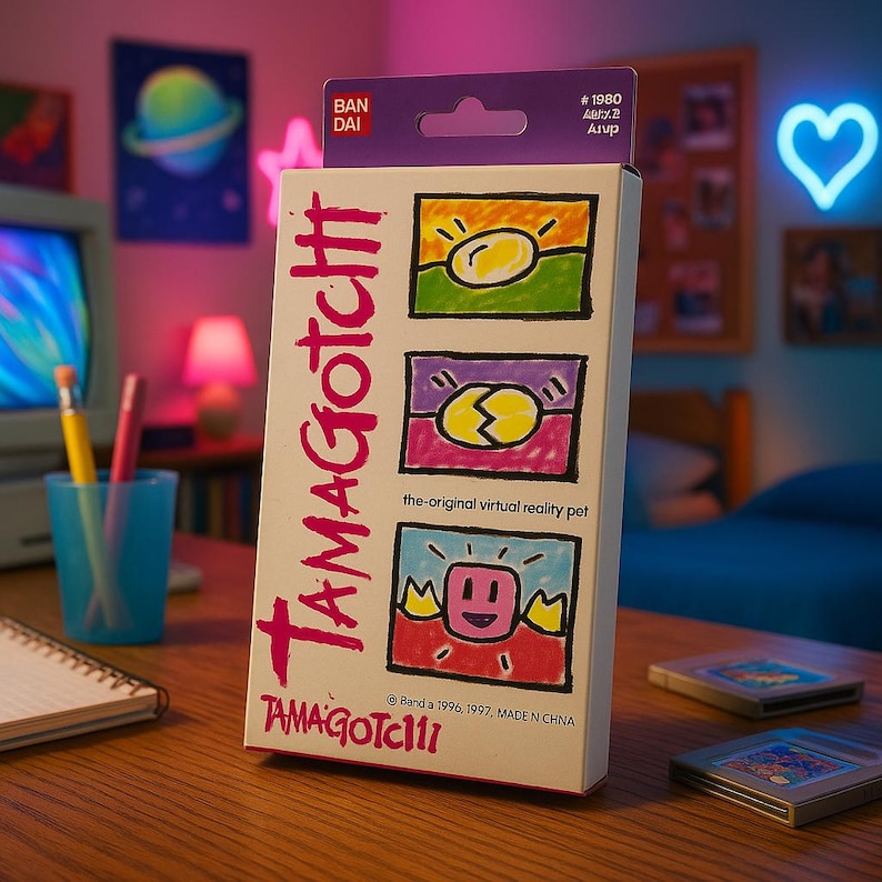 1997 Tamagotchi Gen 1 English Digital Pet, Retro Green (Japanese Box) image 1