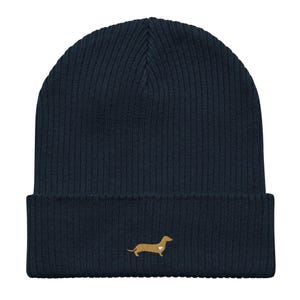 Organic cotton beanie hat dachshund with heart | various colors | Wiener Dog Mom Gift | Dachshund embroidery | Gift for dog moms & dachshund lovers