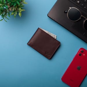 Cartera de cuero plegable para hombre